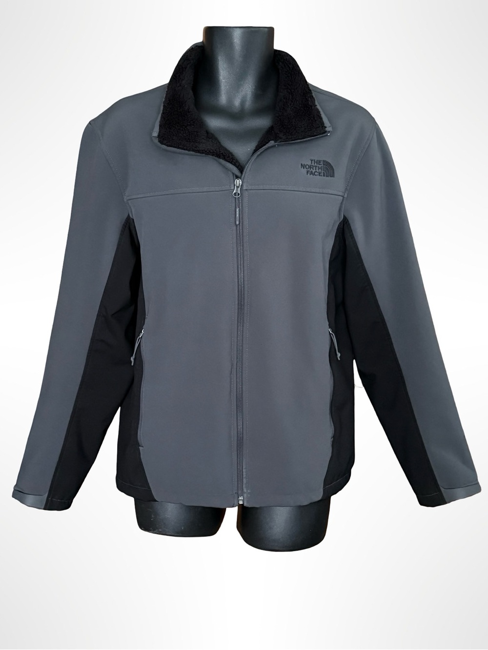 The North Face Men's Apex Chromium Fleece Lined Jacket Black Gray Tech Full Zip